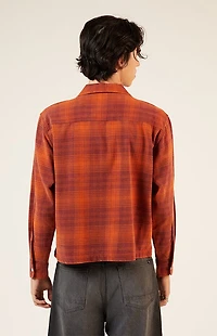 Pacsun Orange Washed Cropped Camp Flannel Shirt