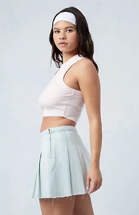 Pacsun Eco Light Indigo Mid Rise Pleated Denim Mini Skirt