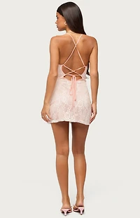 Edikted Vida Backless Sequin Lace Mini Dress