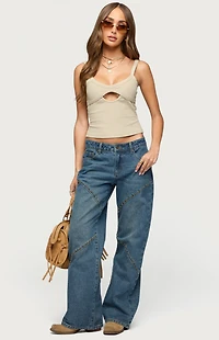 Edikted Charla Stud Low Rise Baggy Jeans