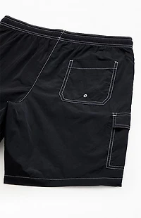 Pacsun Black Baggy Cargo Crinkle 8" Swim Trunks