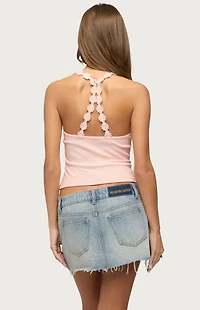 Edikted Caila Flower Lace Ribbed Tank Top