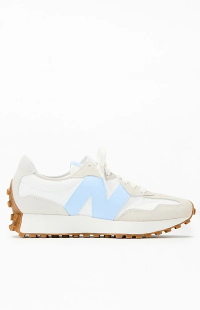 New Balance White & Blue 327 Sneakers