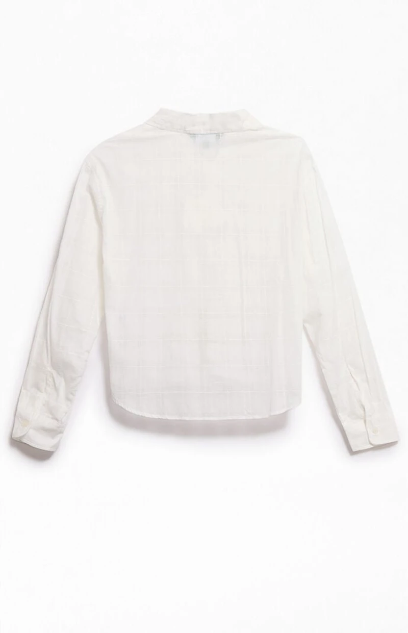 FIELD OF STUDY by Pacsun Grid Cropped Boxy Long Sleeve Shirt