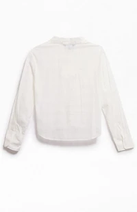 FIELD OF STUDY by Pacsun Grid Cropped Boxy Long Sleeve Shirt
