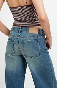 Pacsun Casey Low Rise Baggy Jeans Medium Blue Washed