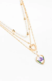 LA Hearts Fleur Layered Necklace