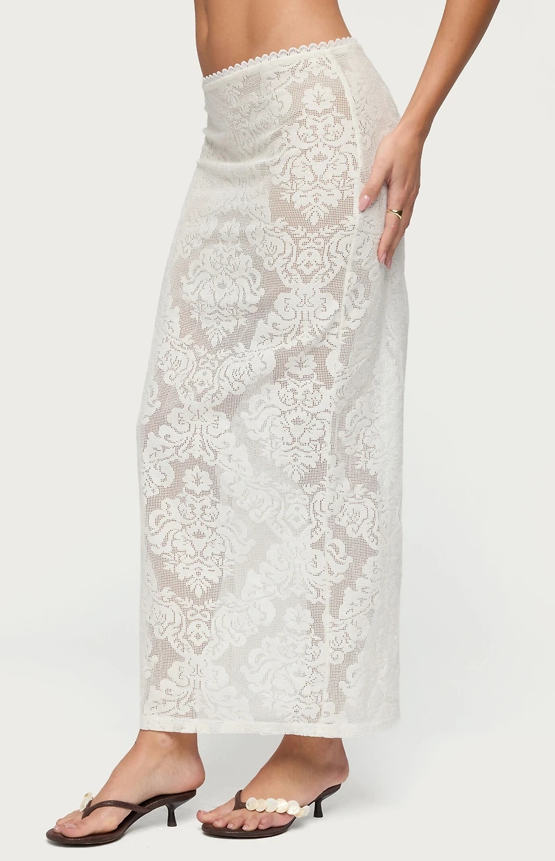 Edikted Violette Sheer Lace Maxi Skirt