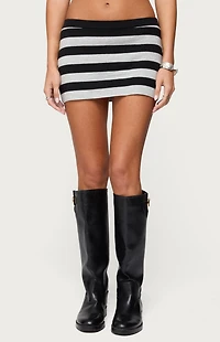 Edikted Kezia Striped Knit Mini Skort