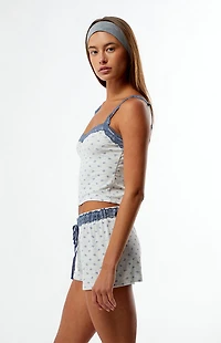 LA Hearts Floral Print Knit Pajama Tank & Shorts Two-Piece Set