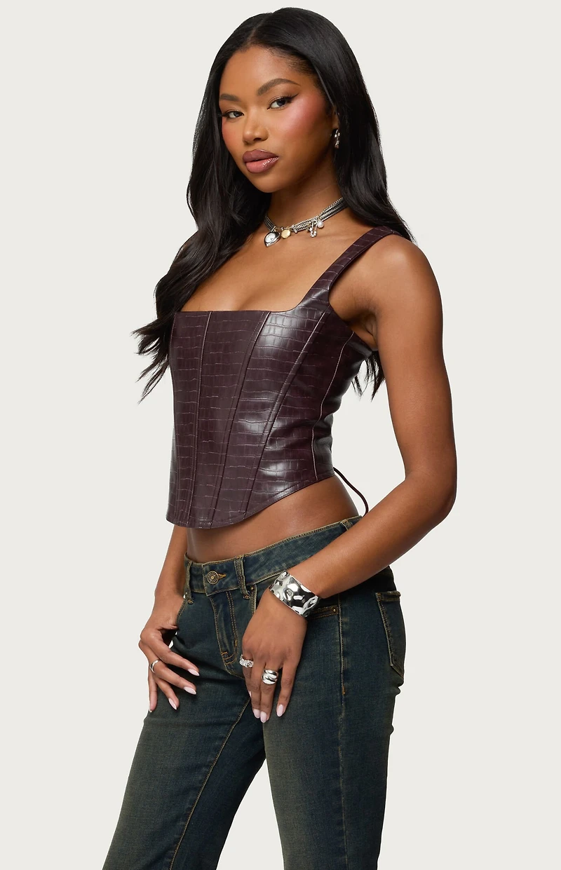 Edikted Shana Faux Croc Corset