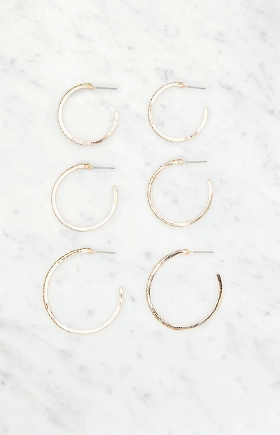 LA Hearts 3 Pack Rhinestone Large Hoop Earrings