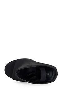 AZALEA WANG Women's Novis Black Peep Toe Wedge Sandals