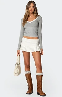 Edikted Shayni Lace Trim Long Sleeve Top