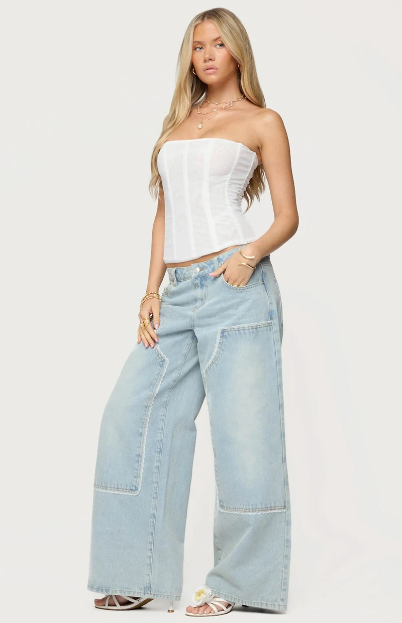Edikted Teela Lacey Low Rise Carpenter Jeans