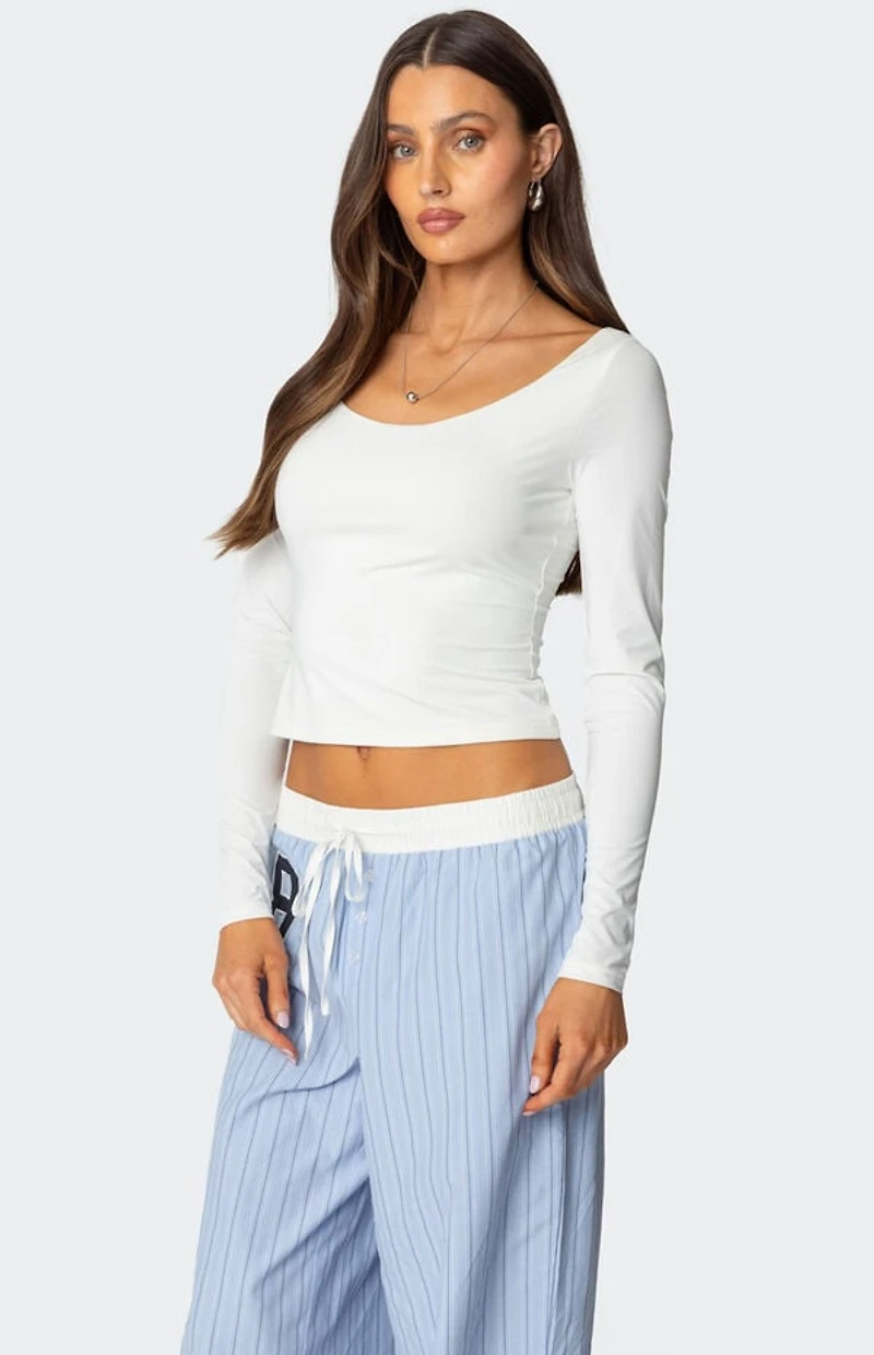 Edikted Millicent Wide Scoop Neck Top