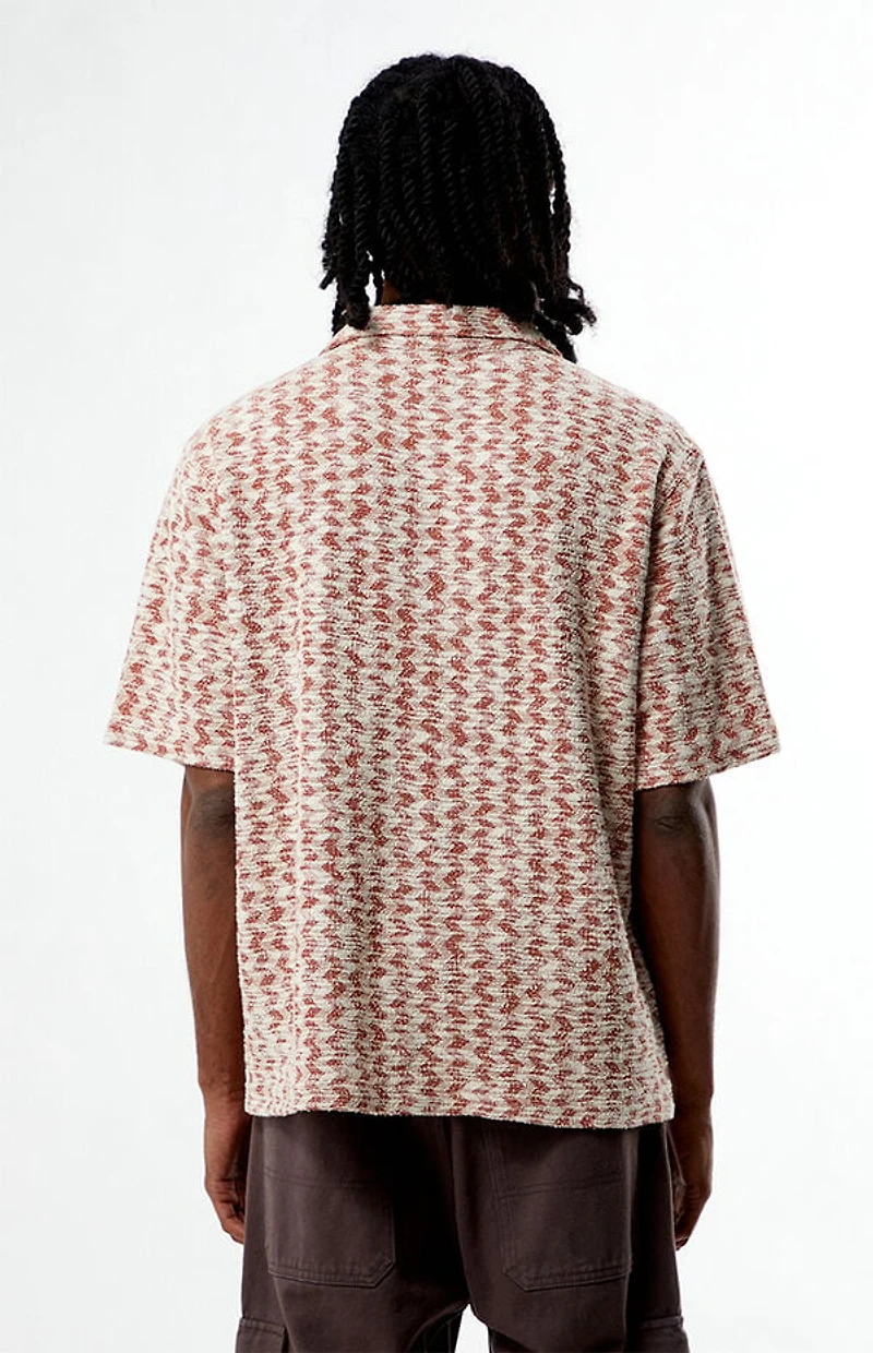 Pacsun Orange Textured Oversized Resort Camp Shirt
