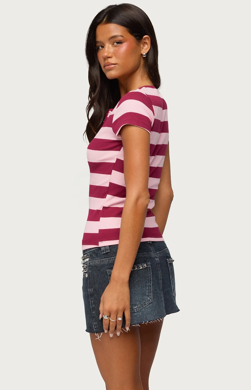 Edikted Rhianon Striped Henley Top
