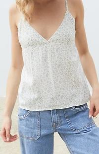 John Galt White & Blue Floral Edith Tank Top