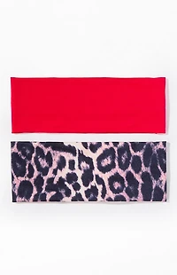 LA Hearts 2 Pack Leopard & Red Soft Headband