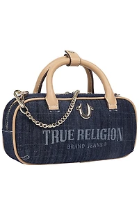 True Religion Bentley Denim and Faux Leather Mini Satchel Bag