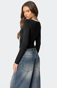 Edikted Contrast Scoop Neck Bodysuit