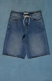 Pacsun Austin Extreme Baggy Denim Shorts Drawstring Medium Blue