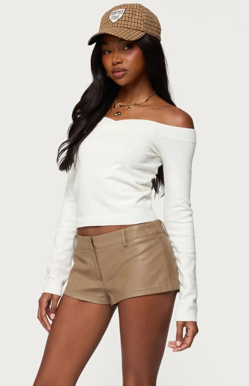 Edikted Leatrice Off Shoulder Knit Top
