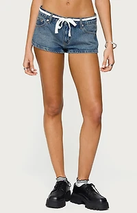 Edikted Olesia Tie Belt Denim Shorts