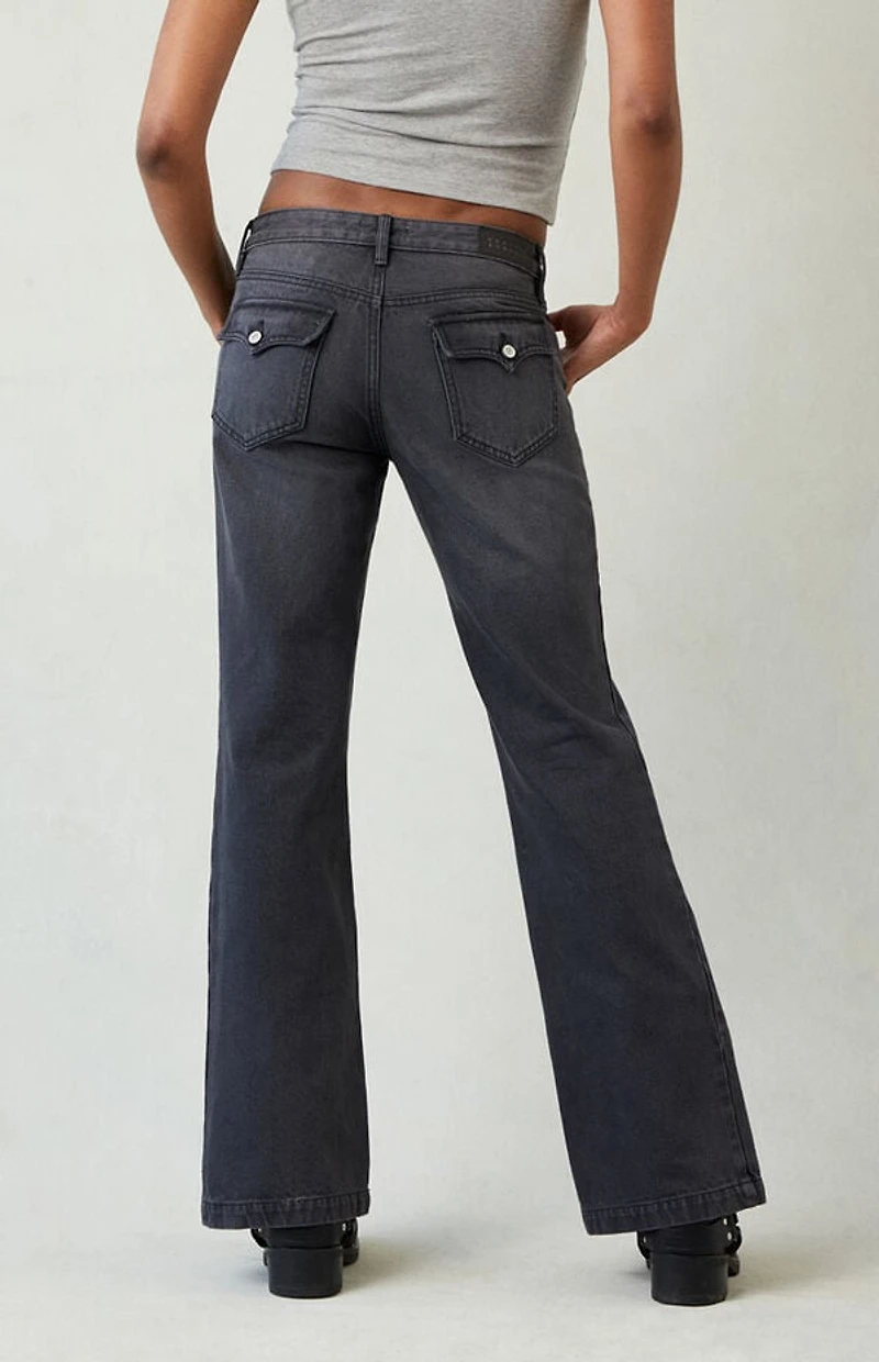 Pacsun Jade Low Rise Button Pocket Bootcut Jeans Faded Black