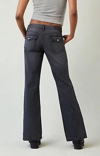 Pacsun Jade Low Rise Button Pocket Bootcut Jeans Faded Black