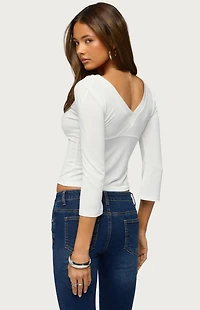 Edikted Mar V Neck Quarter Sleeve Top