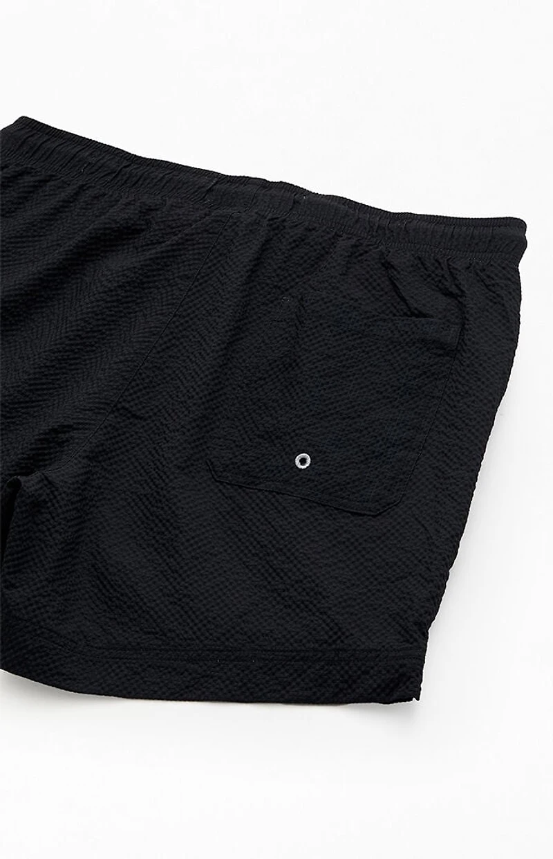 Pacsun Logo Seersucker 4.5" Swim Trunks