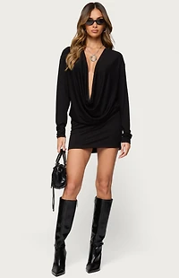 Edikted Romelia Cowl Neck Mini Dress