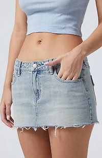 Pacsun Piper Light Indigo Low Rise Denim Micro Mini Skirt