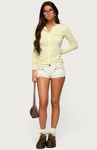 Edikted Maeva Button Up Pointelle Top