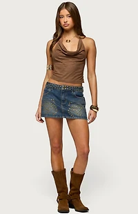 Edikted Libbey Studded Denim Mini Skirt