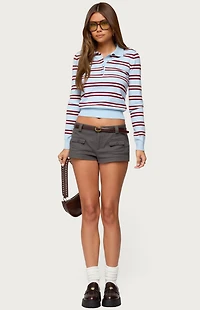 Edikted Brayden Striped Polo Sweater