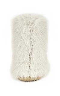 AZALEA WANG Women's Dipa Ivory Faux Fur Booties