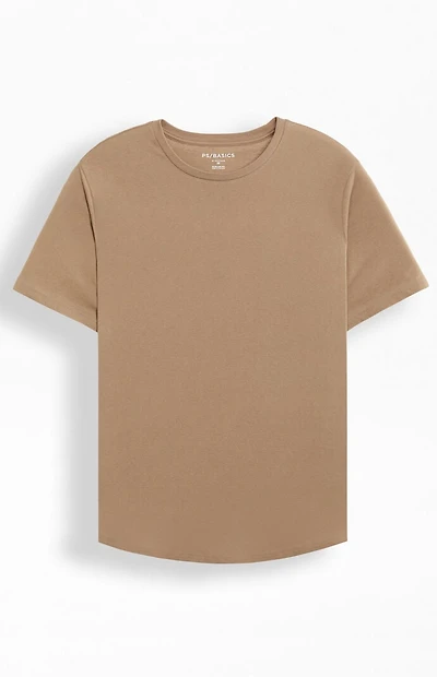 Pacsun Brown Basic Scalloped T-Shirt