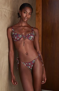 Pacsun Plum Floral Blackberry Nahveen Underwire Bralette Bikini Top