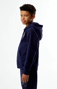 Pacsun Kids Navy New York Embroidered Full Zip Hoodie