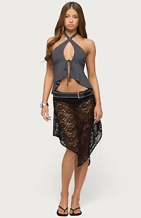 Edikted Dafnie Split Front Crisscross Halter Top