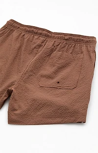 Pacsun Sail Brown Seersucker 4.5'' Swim Trunks