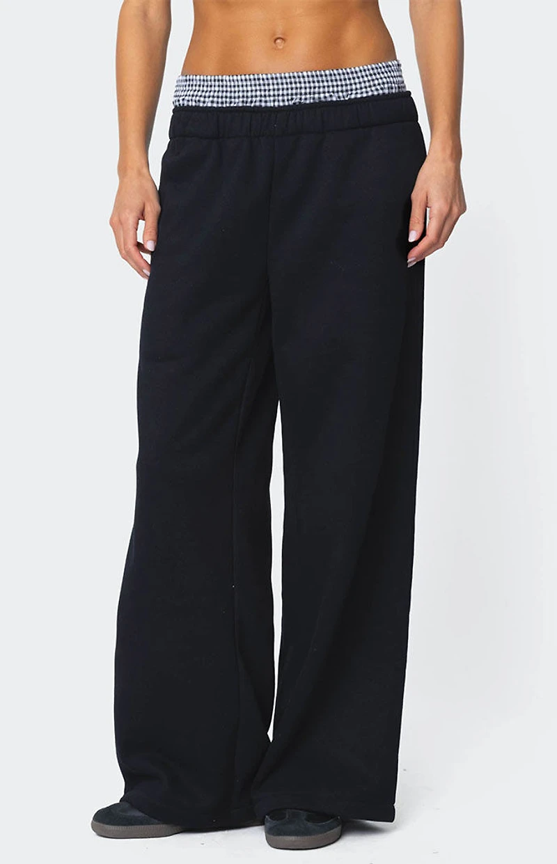 Edikted Gingham Boxer Detail Sweatpants