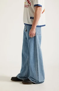 Pacsun Blake Extreme Baggy Jeans Embroidered Medium Blue