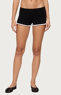 Edikted Saffra Contrast Ruffle Knit Shorts