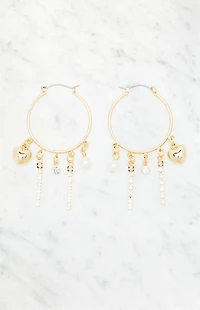 LA Hearts Rhinestone Heart Hoop Earrings