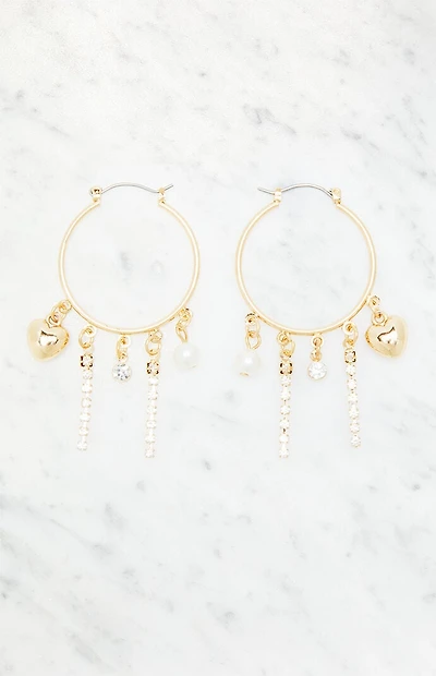 LA Hearts Rhinestone Heart Hoop Earrings