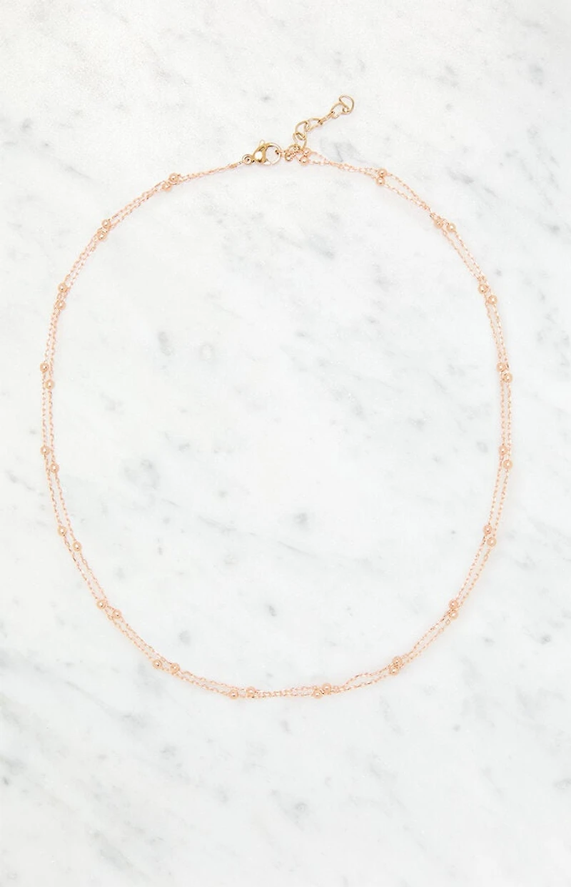 John Galt Double Chain Beaded Necklace